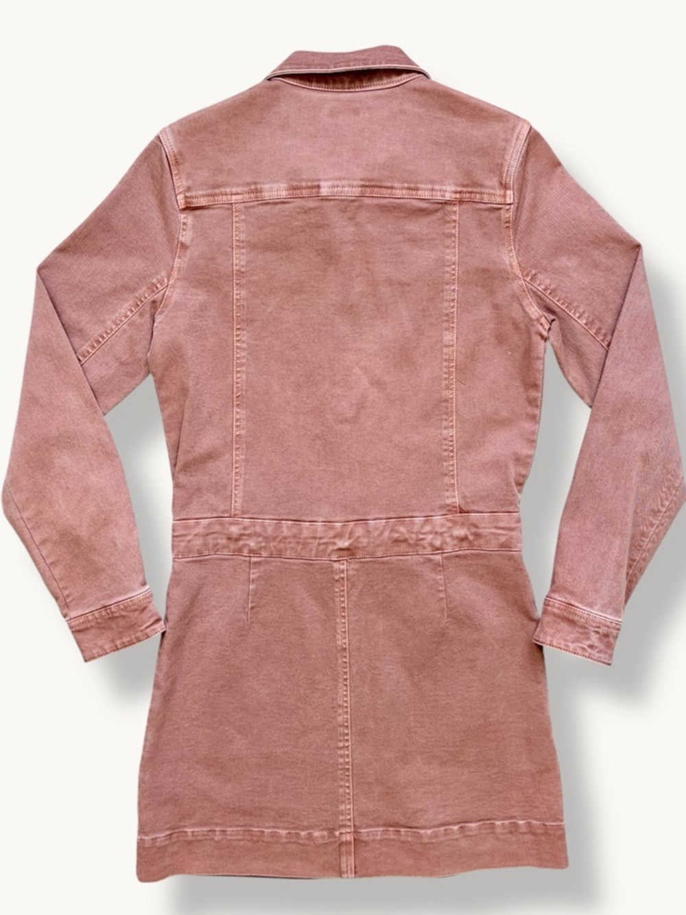 Faherty Pink Denim Shirt Dress Button Front Mini Organic Cotton Size S - Picture 2 of 8